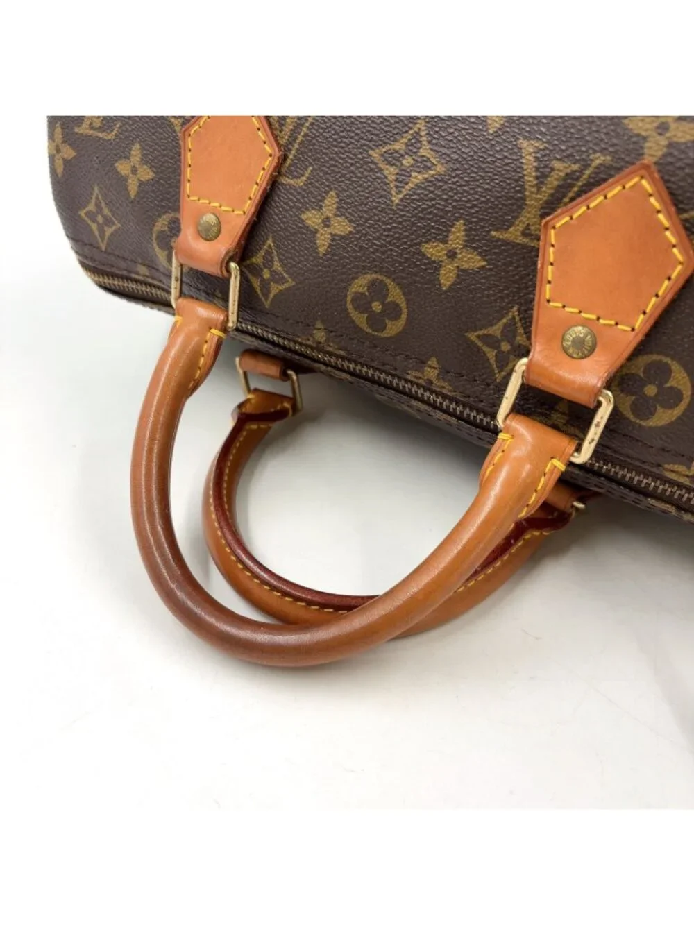 Louis Vuitton Speedy 30 Monogram Leather Brown Handbag Gold